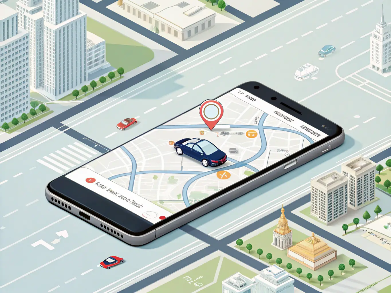 A GPS tracking interface showing a Randy Ride Share vehicle en route to its destination, emphasizing real-time tracking and safety.